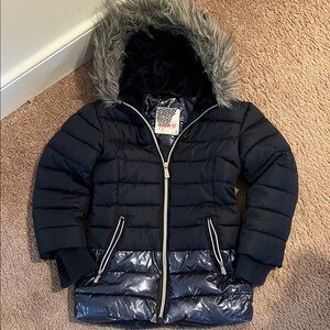 Kensie girl blue Puffer Jacket with Faux Fur Hood.